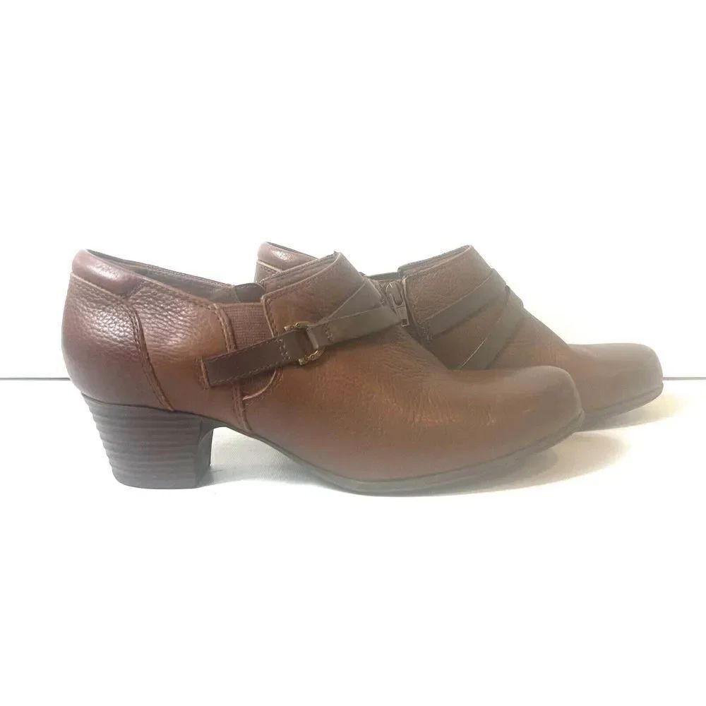 Clarks Collection Womens Pumps Shoes Size 8.5M Brown Leather Slip On Clog Bootie - Picture 3 of 11